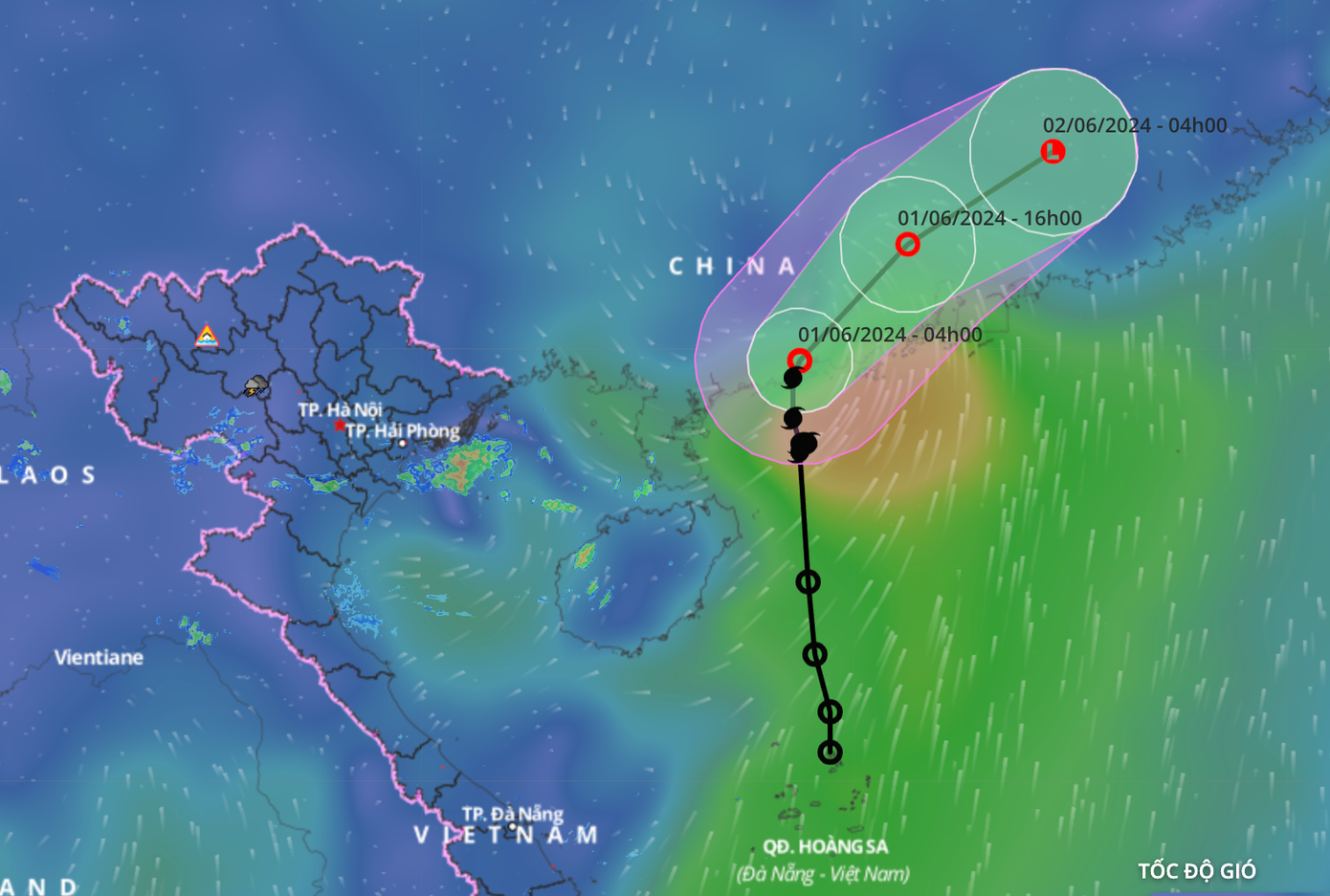 Dự báo đường đi của áp thấp nhiệt đới.