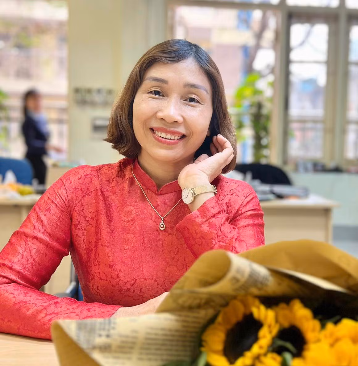 Cô Đàm Thị Thuý, Tổ trưởng tổ Ngoại ngữ, Trường THCS Chương Dương, quận Hoàn Kiếm (Hà Nội).