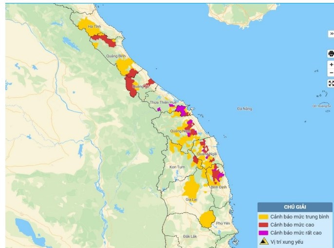 Cảnh báo nguy cơ sạt lở đất ở miền Trung. Cảnh báo nguy cơ sạt lở đất ở miền Trung.