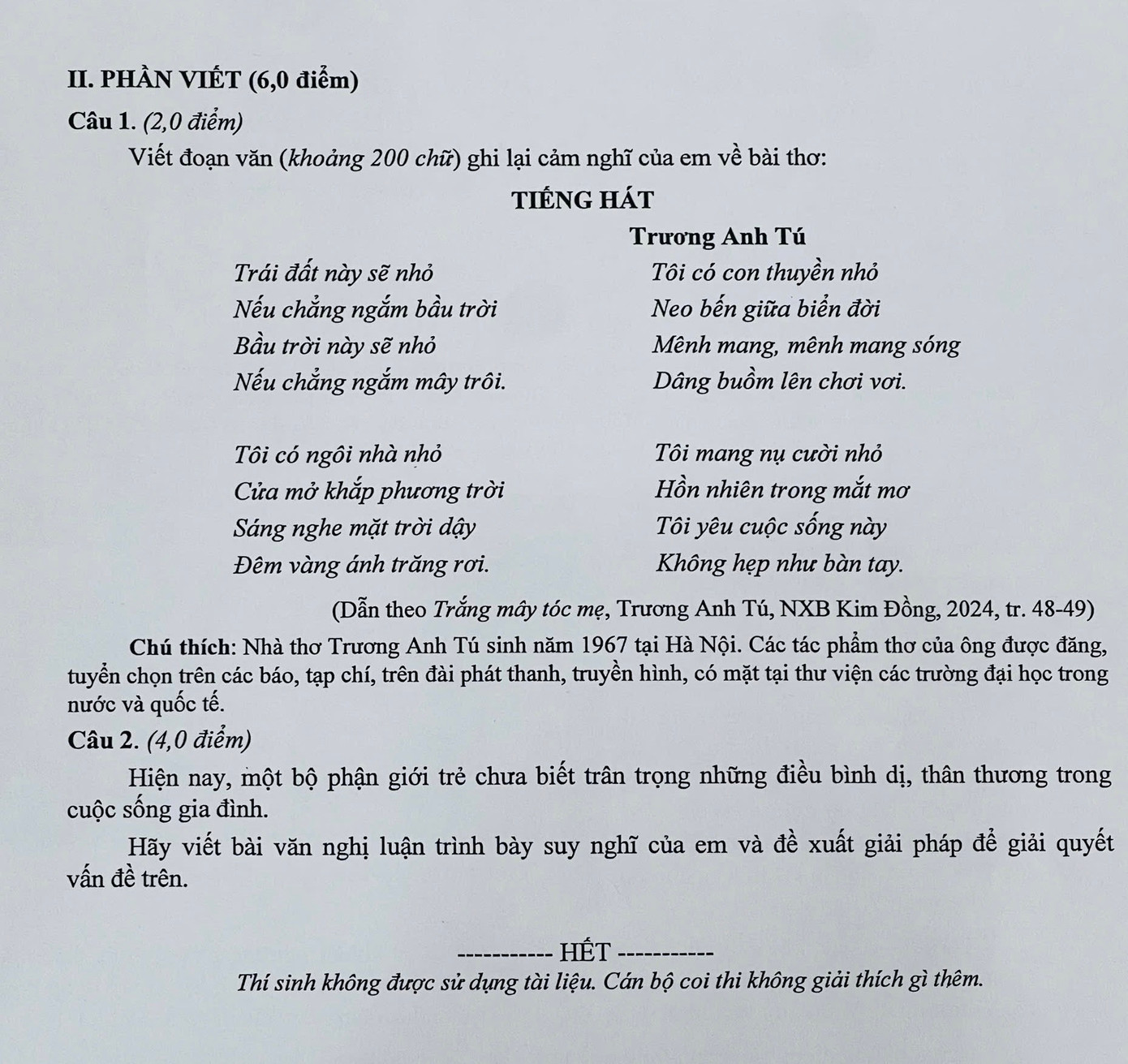Đề thi môn Ngữ văn của Sở GD&ĐT Thành phố Hải Phòng. Đề thi môn Ngữ văn của Sở GD&ĐT Thành phố Hải Phòng.