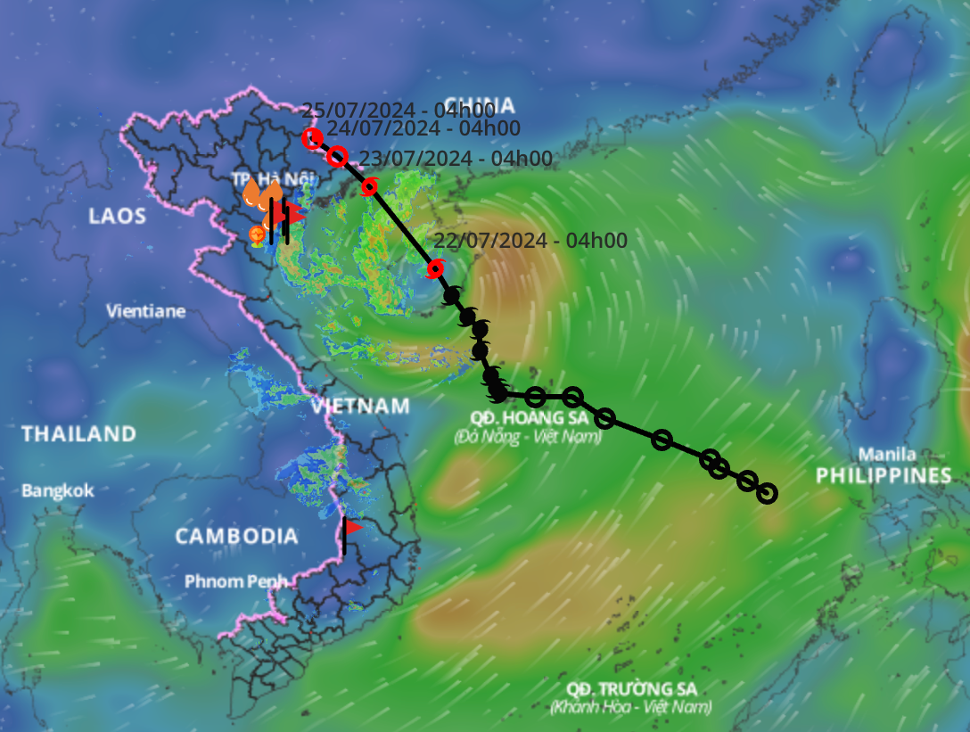 Bão số 2 đi vào vịnh Bắc Bộ trong hôm nay (22/7).