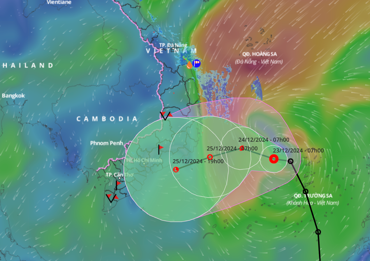 Nhận định mới về đường đi của bão số 10.