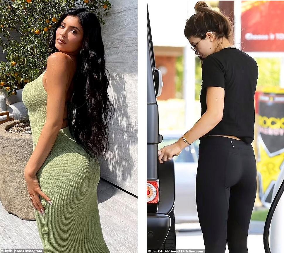 Sự khác biệt dễ thấy tiếp theo là vóc dáng. Trong bức ảnh chụp vào năm 2014 (phải), Kylie trông mảnh mai với vòng ba khiêm tốn, không "bốc lửa" như hiện tại.