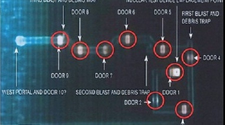 Theo bản thiết kế của Seoul, đường hầm thử hạt nhân của Triều Tiên có 9 cửa và 3 vách ngăn