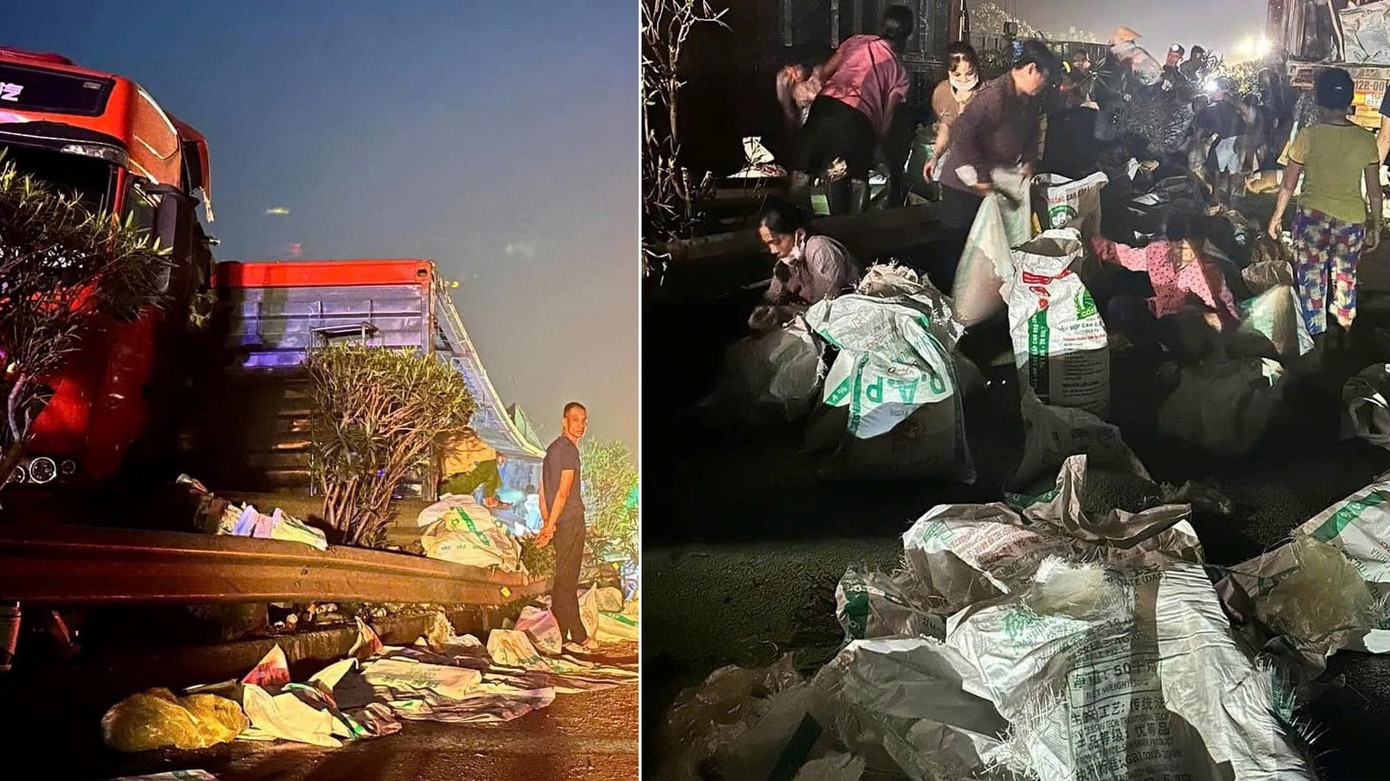 Hình ảnh người dân được cho là đang "hôi của" lan truyền trên MXH sáng ngày 30/9.