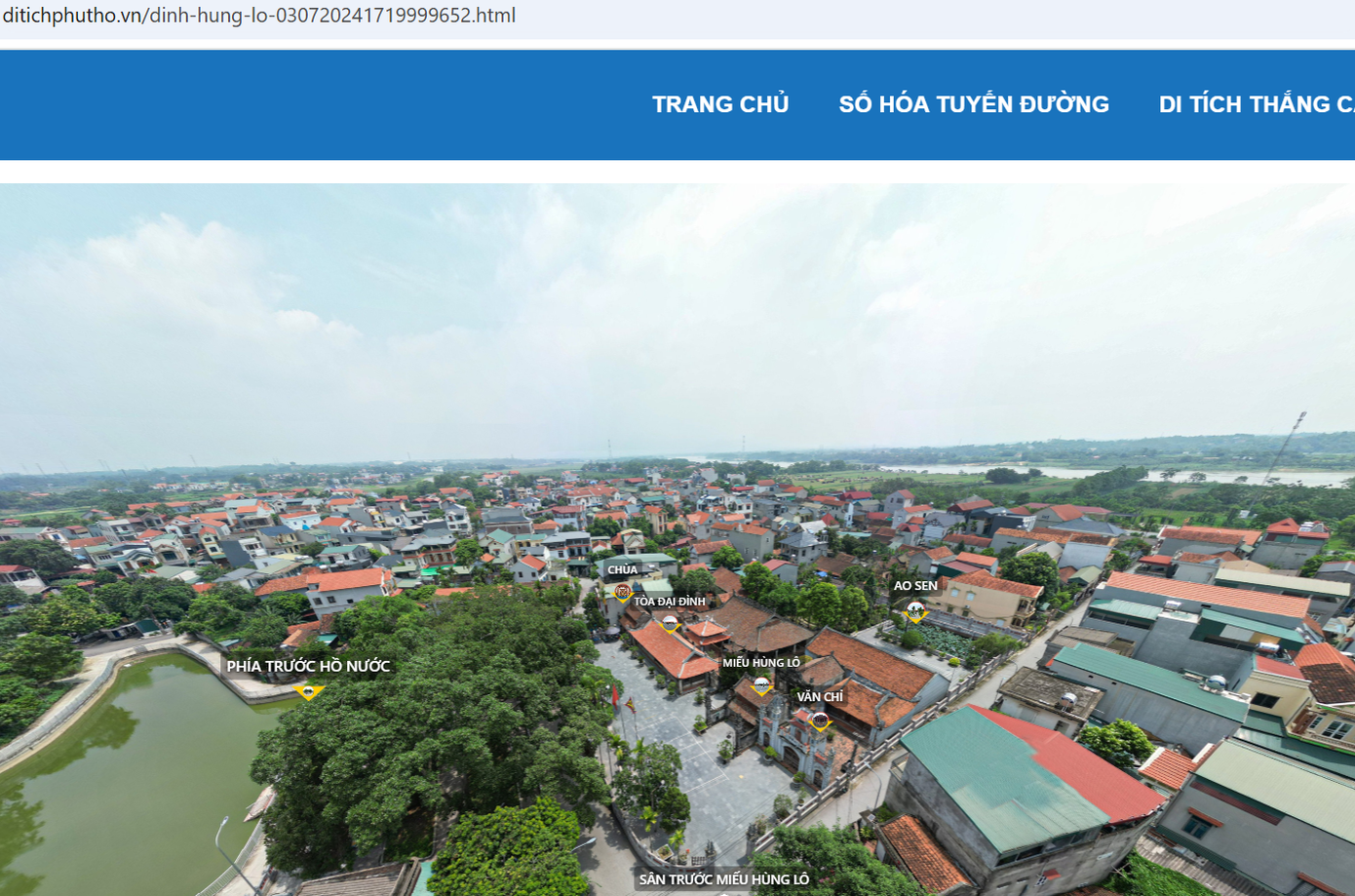 Đình Hùng Lô được giới thiệu bằng hình ảnh, âm thanh trên trang web Ditichphutho.vn