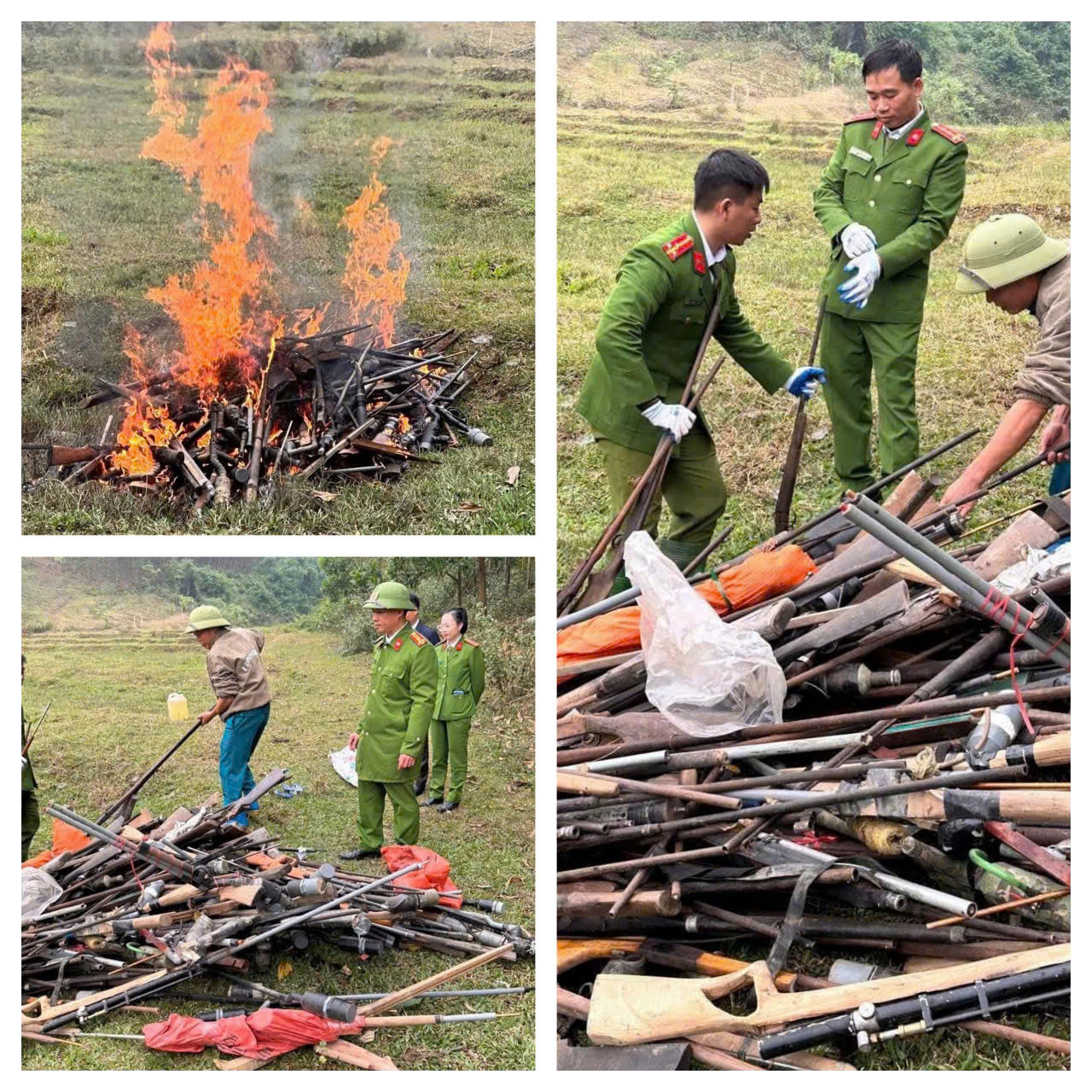 Công an huyện Chiêm Hóa tổ chức tiêu hủy 182 vũ khí, công cụ hỗ trợ.