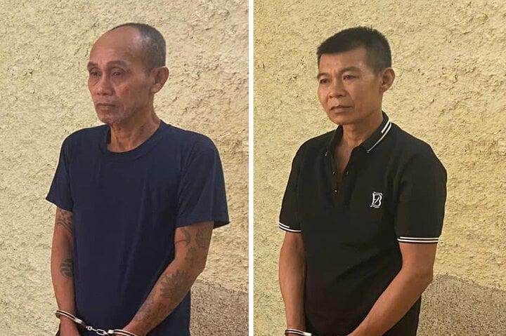 Lê Tiến An và Nguyễn Anh Tuấn tại cơ quan Công an. Ảnh: Công an tỉnh Phú Thọ.