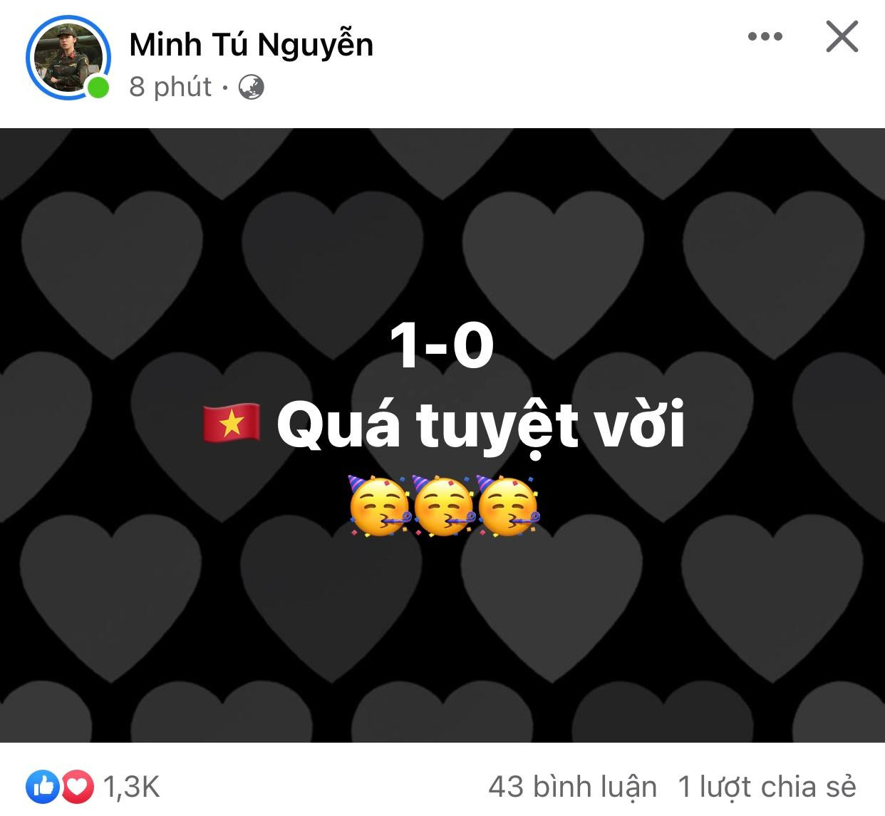 Siêu mẫu Minh Tú vỡ oà khi Việt Nam giành chức vô địch với chiến thắng 1-0.