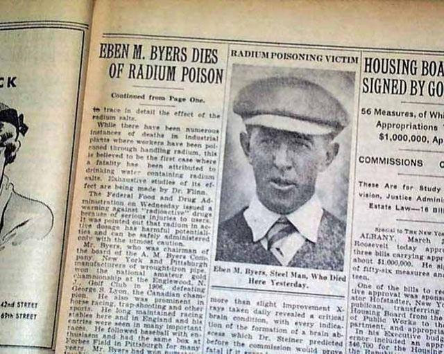 Cái chết của Eben Byers được công bố trên Báo New Jersey. Ảnh: Wow Science