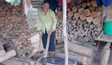 Chị Y Na nhờ kiếm được nhiều củi nên luôn được chồng và bố mẹ chồng yêu thương, tự hào