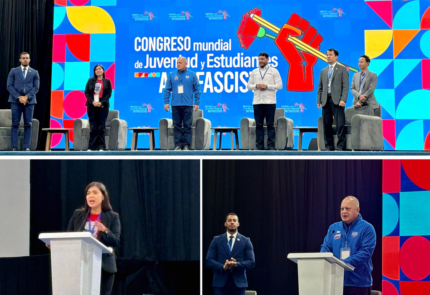 Chị Grecia Elymar Colmenares Santander - Bí thư thứ nhất Đoàn Thanh niên XHCN Thống nhất Venezuela; Phó Chủ tịch thứ nhất Đảng XHCN Thống nhất Venezuela Diosdado Cabello phát biểu, diễn thuyết tại chương trình. Chị Grecia Elymar Colmenares Santander - Bí thư thứ nhất Đoàn Thanh niên XHCN Thống nhất Venezuela; Phó Chủ tịch thứ nhất Đảng XHCN Thống nhất Venezuela Diosdado Cabello phát biểu, diễn thuyết tại chương trình.