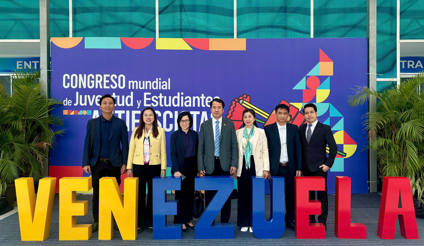 Đoàn đại biểu thanh niên Việt Nam tham dự Đại hội Thanh niên, Sinh viên thế giới tại Venezuela. Ảnh: BQT Đoàn đại biểu thanh niên Việt Nam tham dự Đại hội Thanh niên, Sinh viên thế giới tại Venezuela. Ảnh: BQT