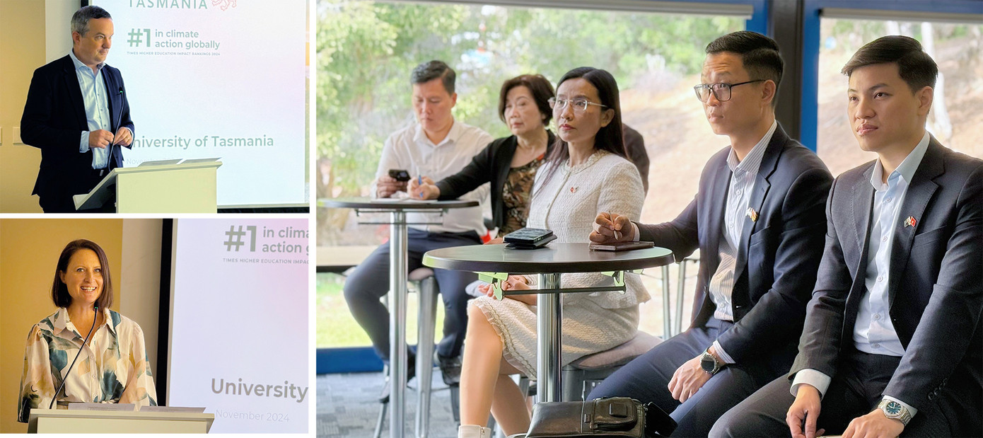 Đoàn đã được nghe giới thiệu về Đại học Tasmania và chương trình phối hợp tổ chức hoạt động tại Việt Nam.
