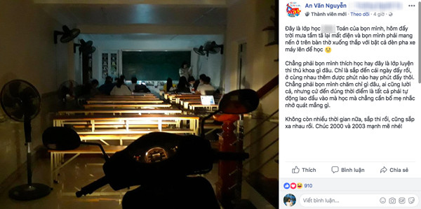 Nhóm học sinh thắp nến, bật đèn pha xe máy ôn thi đại học ảnh 1