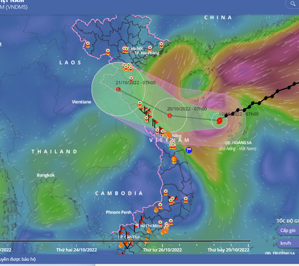 Đường đi dự kiến của bão số 6 Đường đi dự kiến của bão số 6