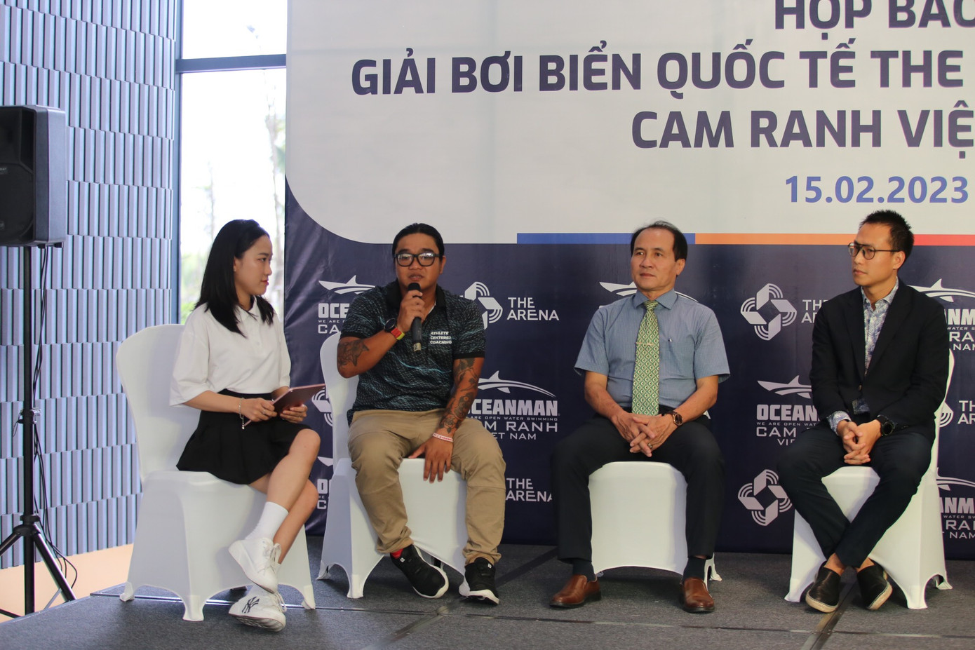 Ban tổ chức công bố giải bơi Oceanman Việt Nam 2023, hồi tháng 2. (Ảnh: Xuân Hoát) Ban tổ chức công bố giải bơi Oceanman Việt Nam 2023, hồi tháng 2. (Ảnh: Xuân Hoát)