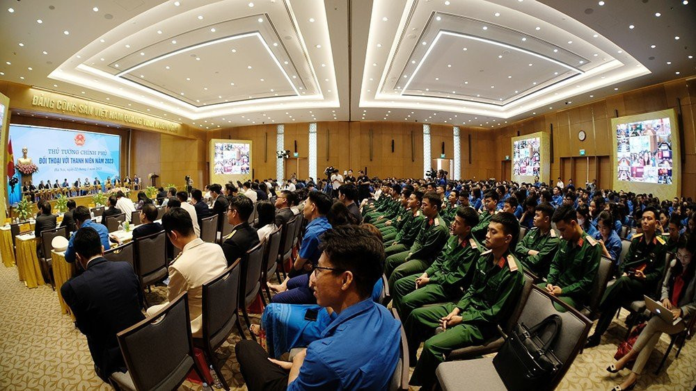 Toàn cảnh Hội nghị đối thoại của Thủ tướng với thanh niên Việt Nam.