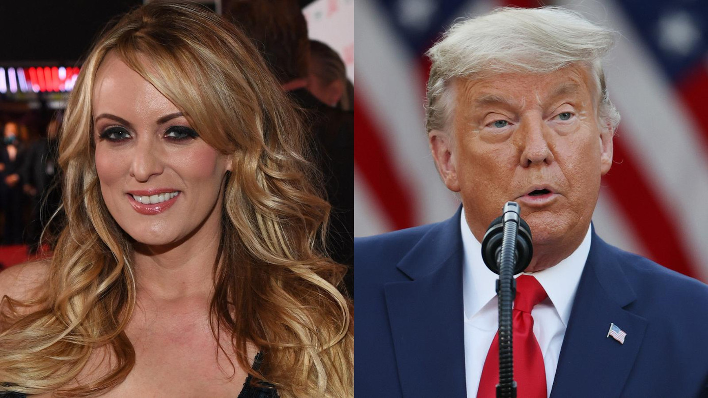 Cựu Tổng thống Mỹ Donald Trump và diễn viên Stormy Daniels. Ảnh: AP Cựu Tổng thống Mỹ Donald Trump và diễn viên Stormy Daniels. Ảnh: AP