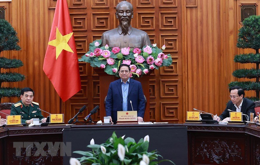 Thủ tướng Phạm Minh Chính, Trưởng Ban Chỉ đạo chủ trì phiên họp. Ảnh: Dương Giang/TTXVN