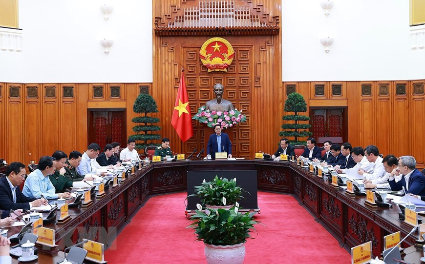 Chiều 10/3, tại Hà Nội, Thủ tướng Phạm Minh Chính, Trưởng Ban Chỉ đạo chủ trì Phiên họp thứ nhất Ban Chỉ đạo Phòng thủ dân sự quốc gia, để đánh giá kết quả công tác năm 2022 và thảo luận nhiệm vụ trọng tâm năm 2023. Ảnh: Dương Giang/TTXVN