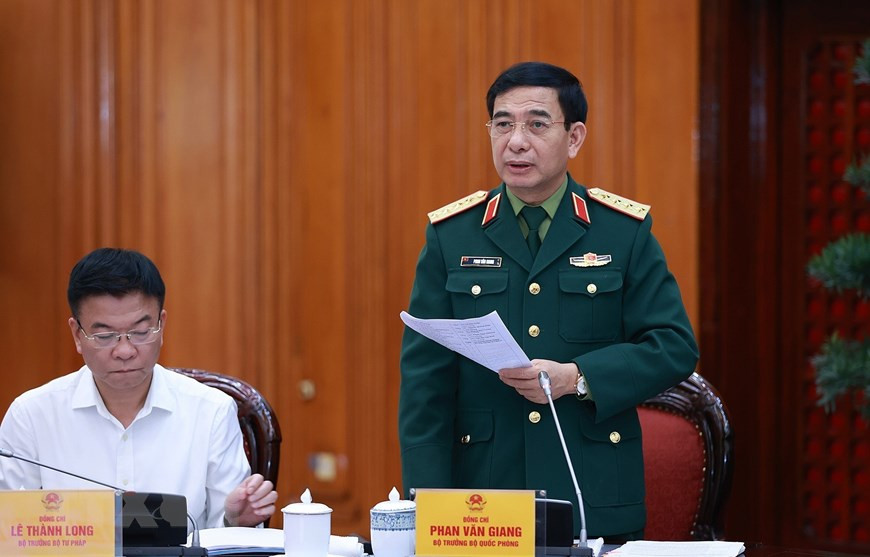 Đại tướng Phan Văn Giang, Bộ trưởng Bộ Quốc phòng phát biểu. Ảnh: Dương Giang/TTXVN