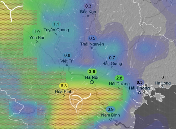 Dự báo miền Bắc có mưa diện rộng vào ngày 30/4. Ảnh: Ventusky, GFS.
