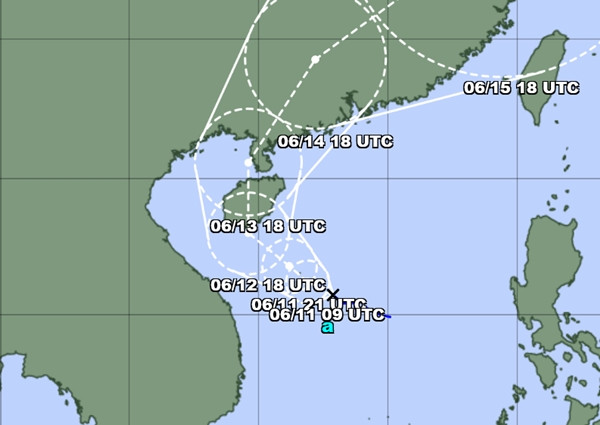 Dự báo của JMA lúc 4h ngày 11/6. Ảnh: JMA.