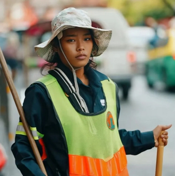 Một cô gái quét đường ở Thái Lan. Ảnh: Semyon Rezchikov. Một cô gái quét đường ở Thái Lan. Ảnh: Semyon Rezchikov.