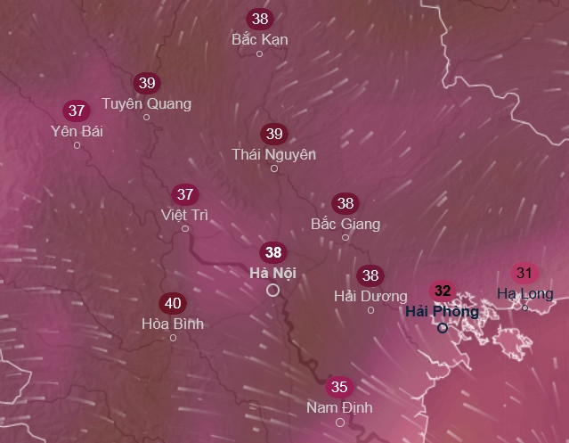 Dự báo miền Bắc sẽ rất nóng trong khoảng ngày 10 - 12/4. Ảnh: Ventusky, GFS.