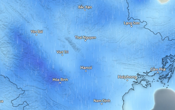 Dự báo toàn miền Bắc mưa từ ngày mai, tất nhiên có thể không mưa đồng thời khắp miền, mà là không tỉnh thành nào không có mưa. Ảnh: Zoom Earth, OpenStreetMap, ICON. Dự báo toàn miền Bắc mưa từ ngày mai, tất nhiên có thể không mưa đồng thời khắp miền, mà là không tỉnh thành nào không có mưa. Ảnh: Zoom Earth, OpenStreetMap, ICON.