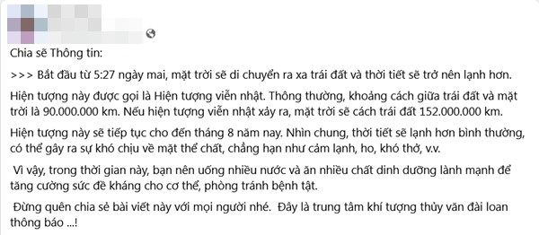 Một bài đăng trên mạng xã hội. (Ảnh chụp màn hình Facebook).