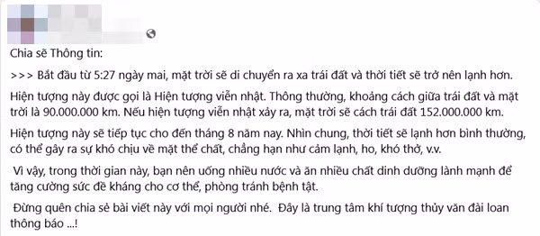 Một bài đăng trên mạng xã hội. (Ảnh chụp màn hình Facebook).