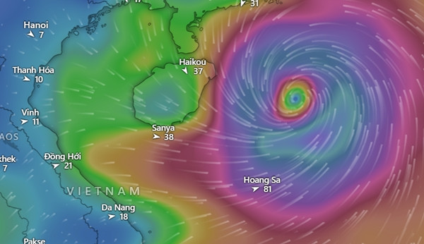 Mô hình GFS dự báo cho ngày 13/6: Vùng áp thấp trở thành bão trên Biển Đông. Ảnh: Windy, GFS. Mô hình GFS dự báo cho ngày 13/6: Vùng áp thấp trở thành bão trên Biển Đông. Ảnh: Windy, GFS.