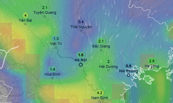 Dự báo mưa ở gần như toàn miền Bắc vào ngày 28/4. Ảnh: Ventusky, GFS.
