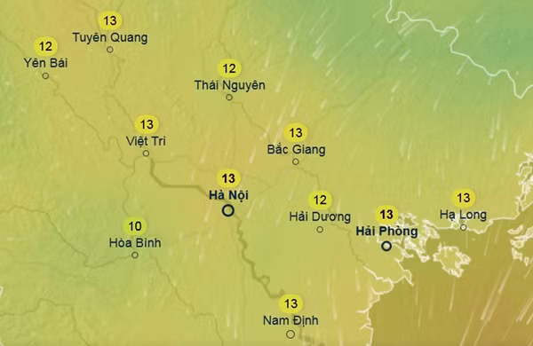 Dự báo nhiệt độ ở một số tỉnh thành miền Bắc vào sáng 7/3: Trời rét đến rét đậm. Ảnh: Ventusky, GFS. Dự báo nhiệt độ ở một số tỉnh thành miền Bắc vào sáng 7/3: Trời rét đến rét đậm. Ảnh: Ventusky, GFS.