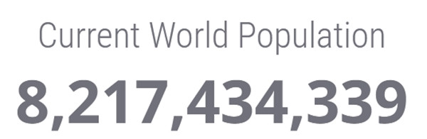 Hiện tại dân số thế giới là hơn 8,2 tỷ người. Ảnh: Worldometers. Hiện tại dân số thế giới là hơn 8,2 tỷ người. Ảnh: Worldometers.