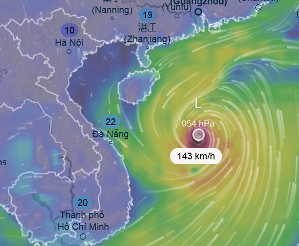 GFS dự báo sắp tới sẽ có bão ở Biển Đông, trong hình là dự báo cho ngày 28/5, khi đó cơn bão có sức gió đến 143 km/h (cấp 13). Ảnh: Ventusky, GFS. GFS dự báo sắp tới sẽ có bão ở Biển Đông, trong hình là dự báo cho ngày 28/5, khi đó cơn bão có sức gió đến 143 km/h (cấp 13). Ảnh: Ventusky, GFS.