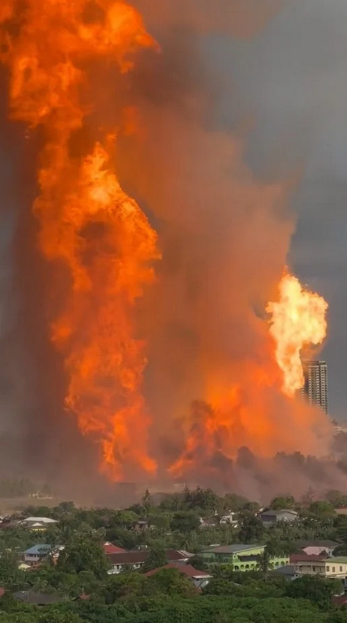 Dù đường ống gas đã được khóa nhưng lửa vẫn cháy. Ảnh: MSN.