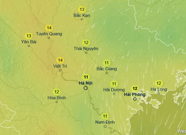 Dự báo nhiệt độ ở một số tỉnh thành miền Bắc vào thứ Bảy tuần sau, 8/3: Trời rét đậm, rét hại. Ảnh: Ventusky, GFS. Dự báo nhiệt độ ở một số tỉnh thành miền Bắc vào thứ Bảy tuần sau, 8/3: Trời rét đậm, rét hại. Ảnh: Ventusky, GFS.