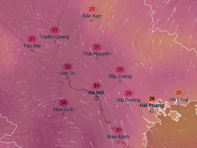 Dự báo nhiệt độ cảm nhận ở một số tỉnh thành miền Bắc vào trưa và chiều ngày 14 - 15/3. Ảnh: Ventusky, GFS. Dự báo nhiệt độ cảm nhận ở một số tỉnh thành miền Bắc vào trưa và chiều ngày 14 - 15/3. Ảnh: Ventusky, GFS.