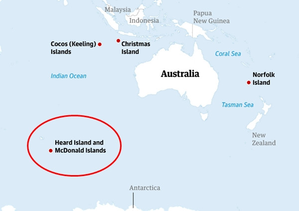 Vị trí của nhóm đảo chỉ có chim cánh cụt. Ảnh: The Guardian. Vị trí của nhóm đảo chỉ có chim cánh cụt. Ảnh: The Guardian.