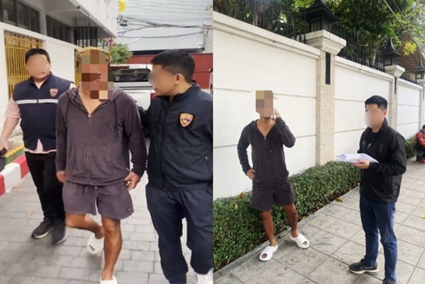 Cảnh sát Thái Lan đã bắt giữ nghi phạm người Nhật, được cho là đứng đầu các nhóm lừa đảo qua điện thoại ở Campuchia và Việt Nam. Ảnh: Khaosod.