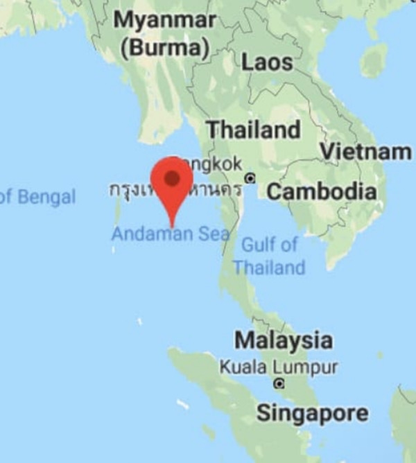 Một chuyên gia ở Thái Lan cảnh báo về khả năng có một vụ phun trào núi lửa ở dưới biển Andaman (Andaman Sea). Ảnh: Google Maps. Một chuyên gia ở Thái Lan cảnh báo về khả năng có một vụ phun trào núi lửa ở dưới biển Andaman (Andaman Sea). Ảnh: Google Maps.