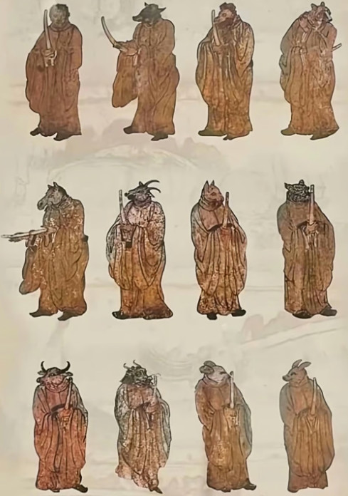 Bức tranh cổ ở Trung Quốc, được cho là vẽ 12 con giáp theo quan niệm từ xa xưa. Ảnh: Học viện Yuelu. Bức tranh cổ ở Trung Quốc, được cho là vẽ 12 con giáp theo quan niệm từ xa xưa. Ảnh: Học viện Yuelu.