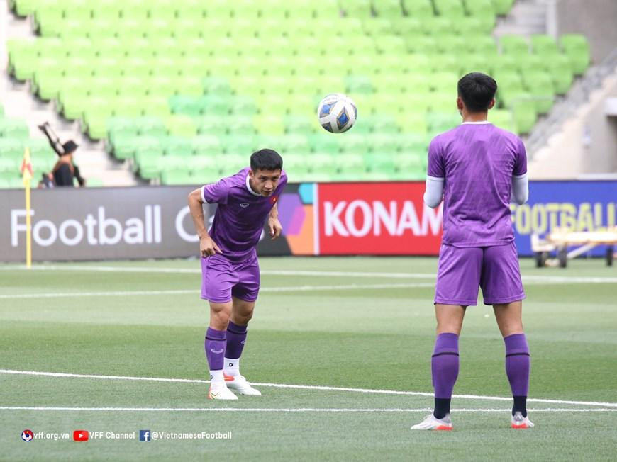 Đội chủ nhà Australia đang rất quyết tâm giành chiến thắng để theo sát những đội đầu bảng. Trong khi đó, đội tuyển Việt Nam cũng rất quyết tâm giành điểm trước đối thủ này. (Ảnh: TTXVN phát)