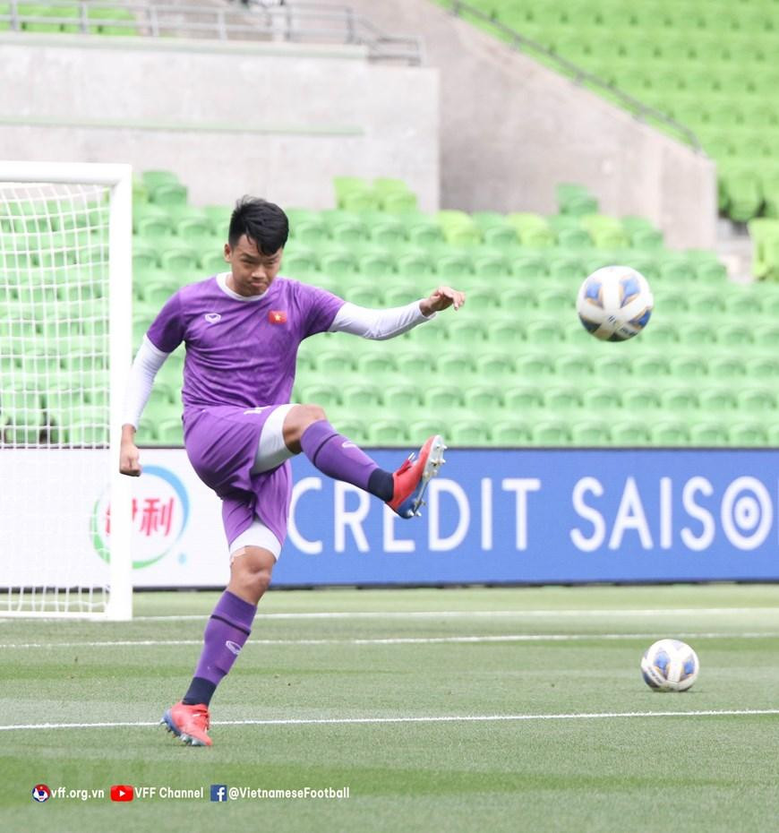 Cầu thủ đội tuyển Việt Nam tập luyện. (Ảnh: TTXVN phát)