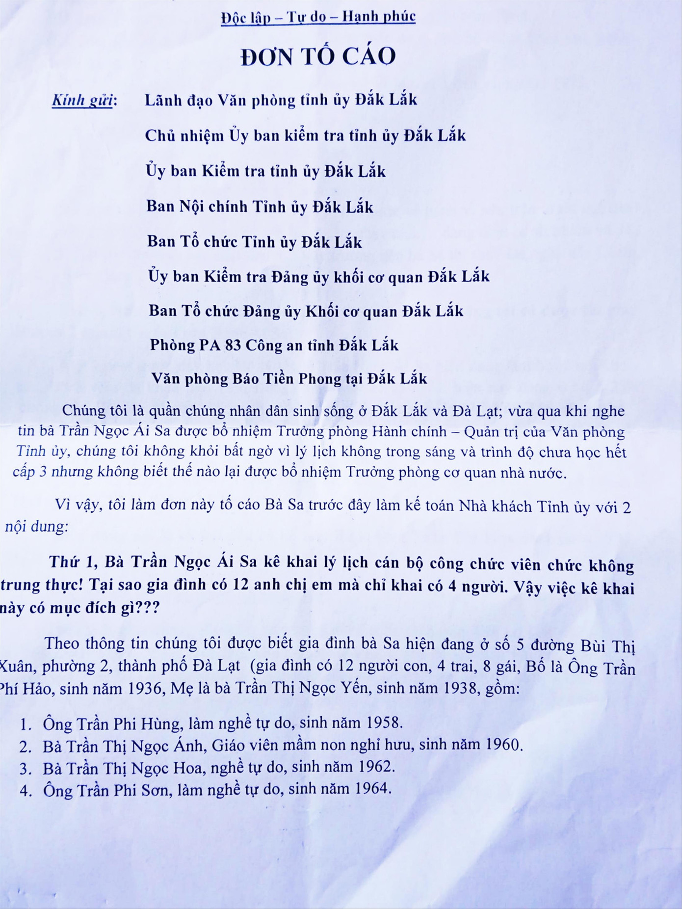 Ðơn tố cáo Nữ trưởng phòng thăng tiến bằng tên chị gái: Ai đề bạt, nâng đỡ? ảnh 1