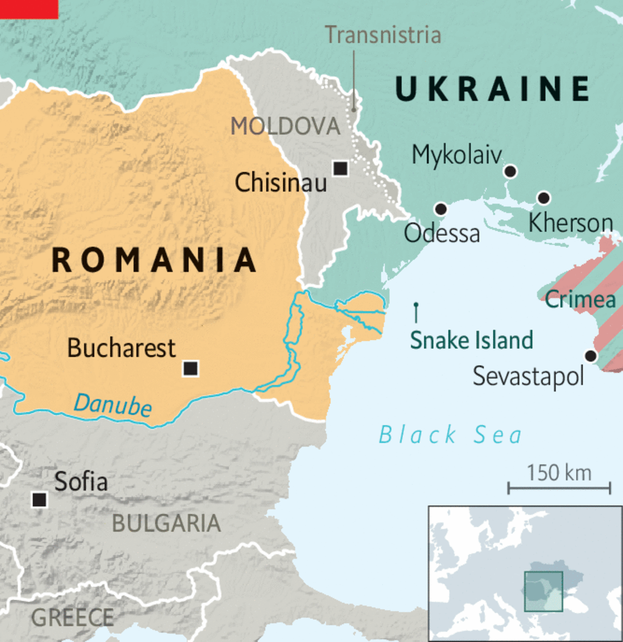 Romania nằm giáp Ukraine. Ảnh: The Economist