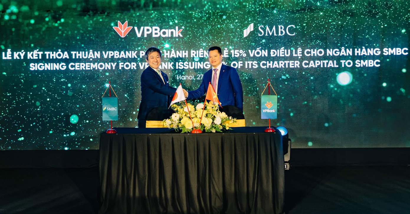 Ngân hàng VPBank bán 15% cổ phần cho Ngân hàng Sumitomo Mitsui Banking Corporation (SMBC).